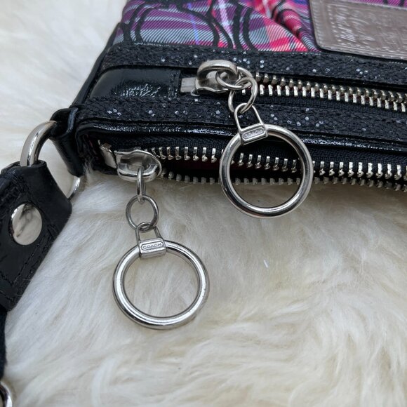 Coach Poppy Pink/Purple Signature Tartan Plaid Small Crossbody - Picture 3 of 6